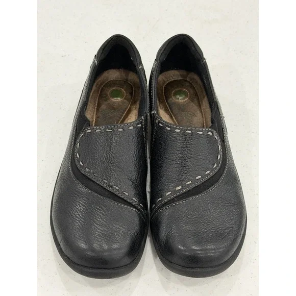 Earth Origins Black Leather Loafers Leona Size 8 M Slip-On Flats Shoes - Picture 13 of 14